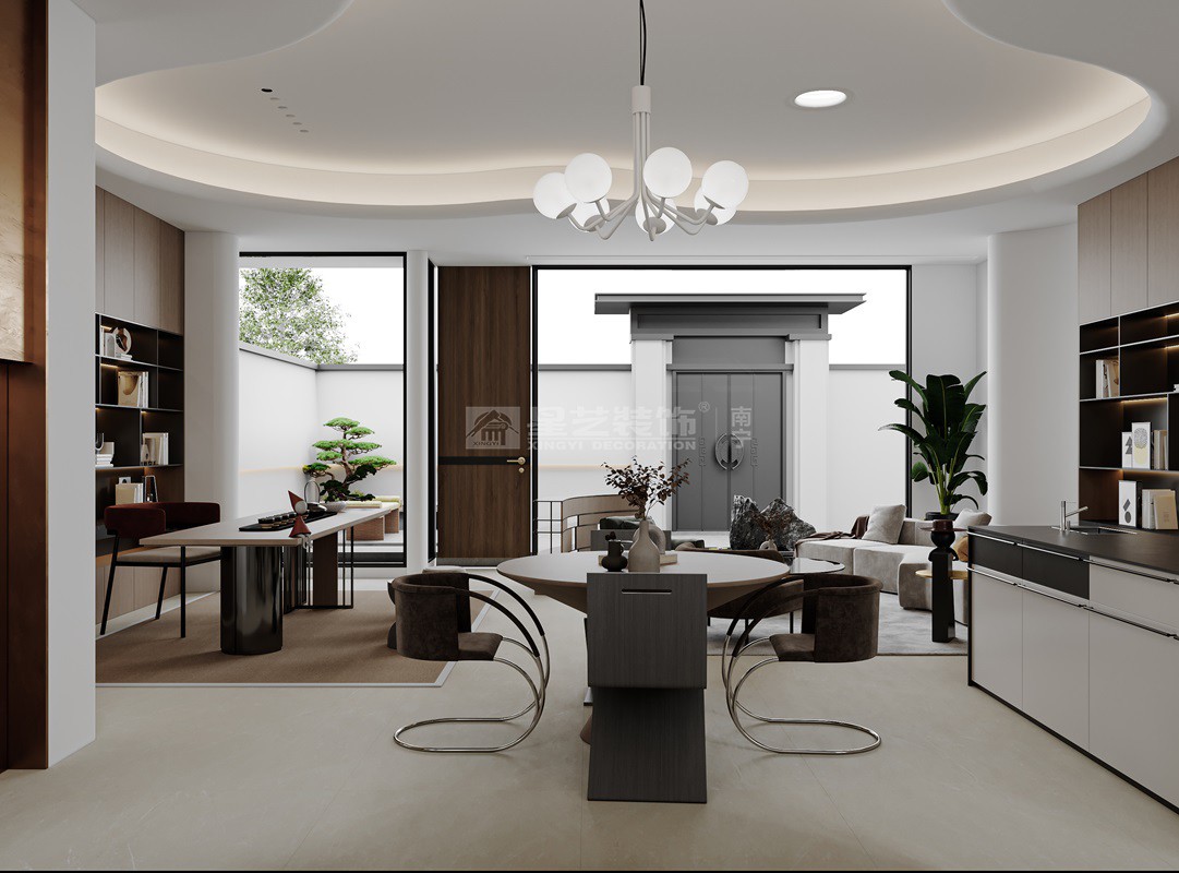 龍光天曜400平極簡風格客廳裝修效果圖