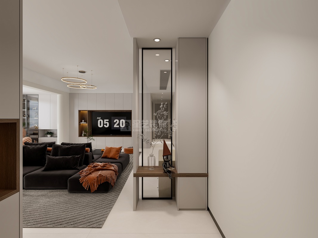 華夏院子137平現(xiàn)代簡約玄關(guān)裝修效果圖