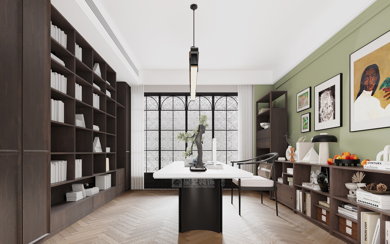 香榭里160平混搭中古風(fēng)書(shū)房裝修效果圖