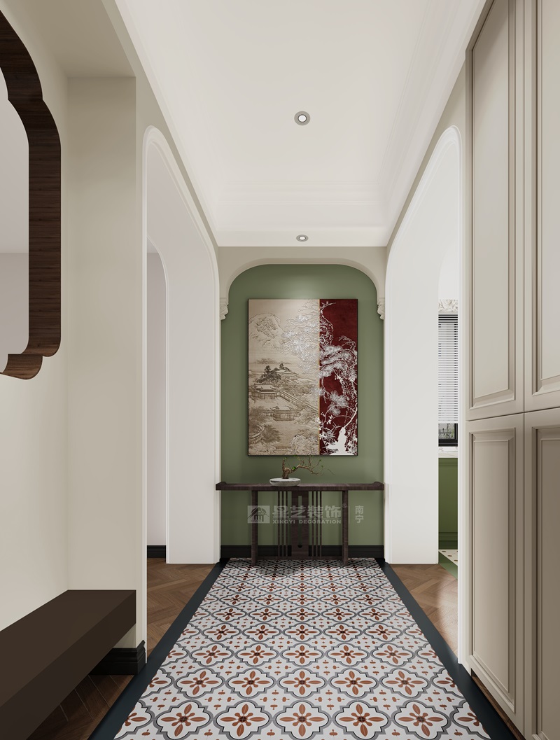 香榭里160平混搭中古風(fēng)玄關(guān)裝修效果圖