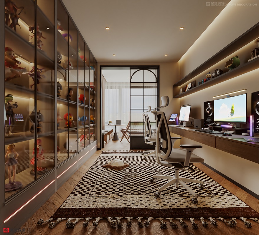 西園潤府160平中古風(fēng)書房裝修效果圖