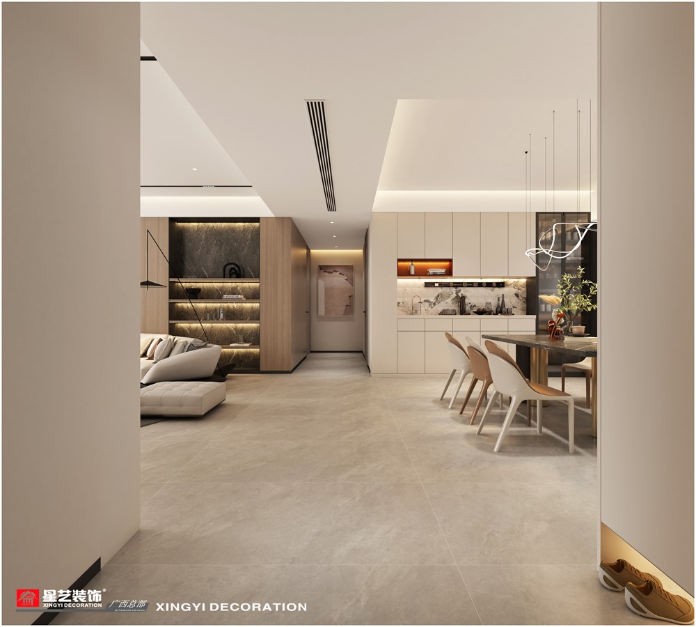 青山府210平現(xiàn)代簡(jiǎn)約入戶裝修效果