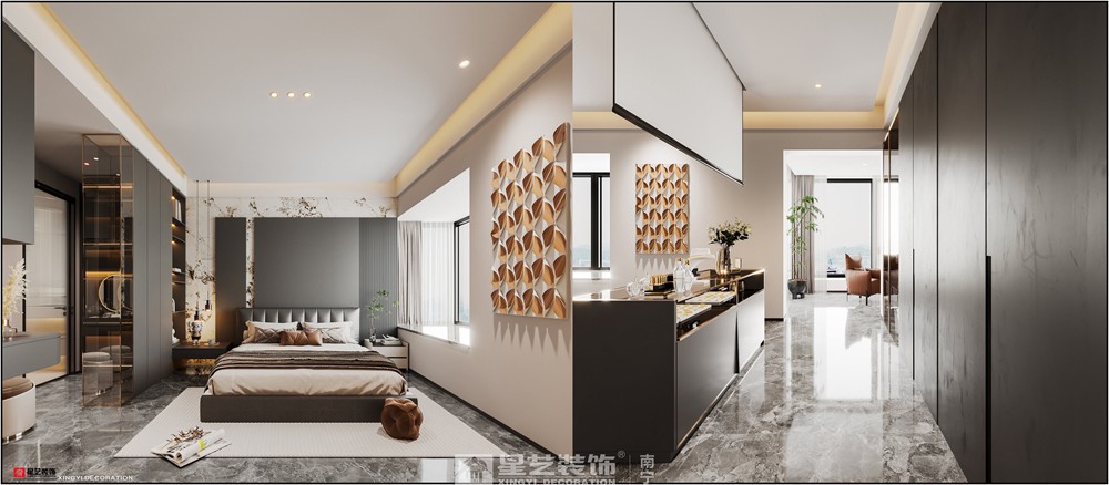 美的悅江府132平現代簡約臥室裝修效果