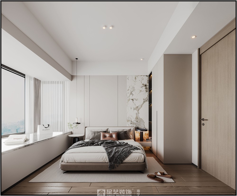 美的悅江府132平現代簡約臥室裝修效果