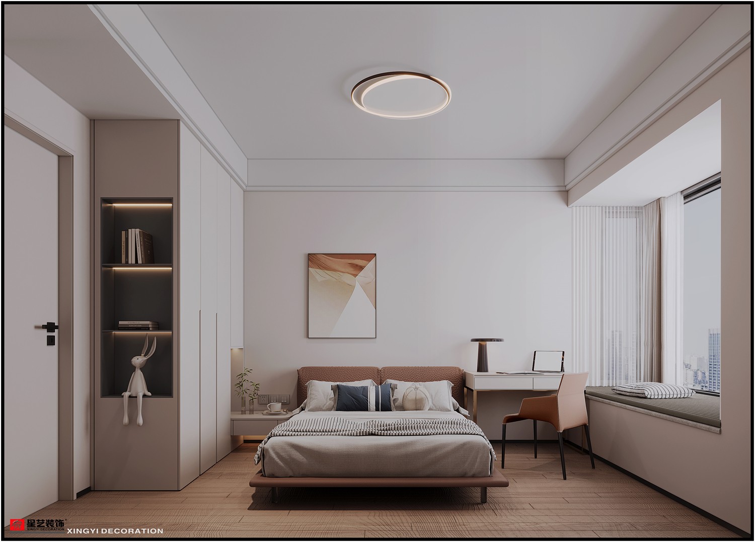 北大瓏庭125平現(xiàn)代簡(jiǎn)約臥室裝修效果圖