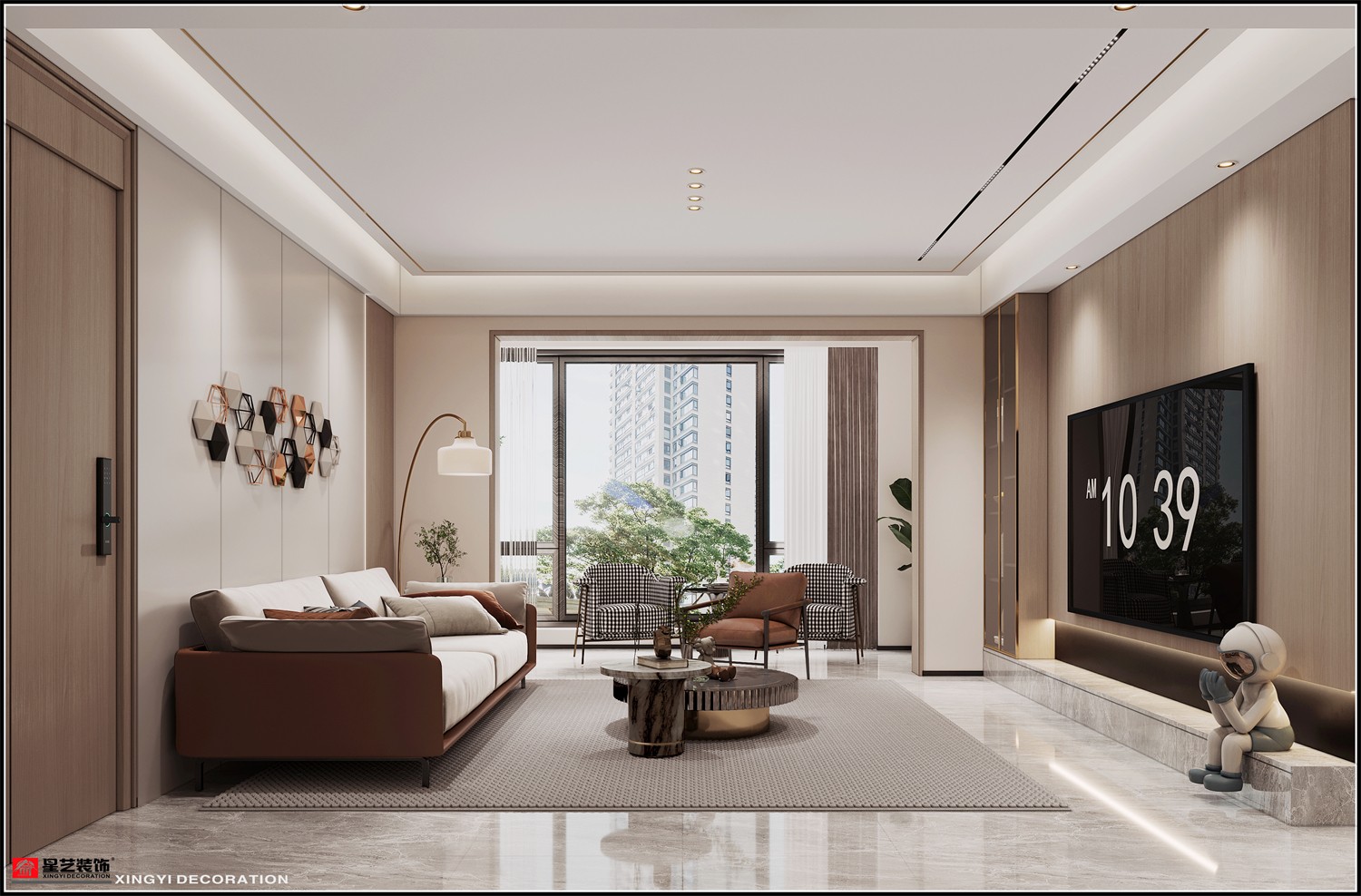 凱業(yè)花園135平現(xiàn)代風格客廳裝修效果圖