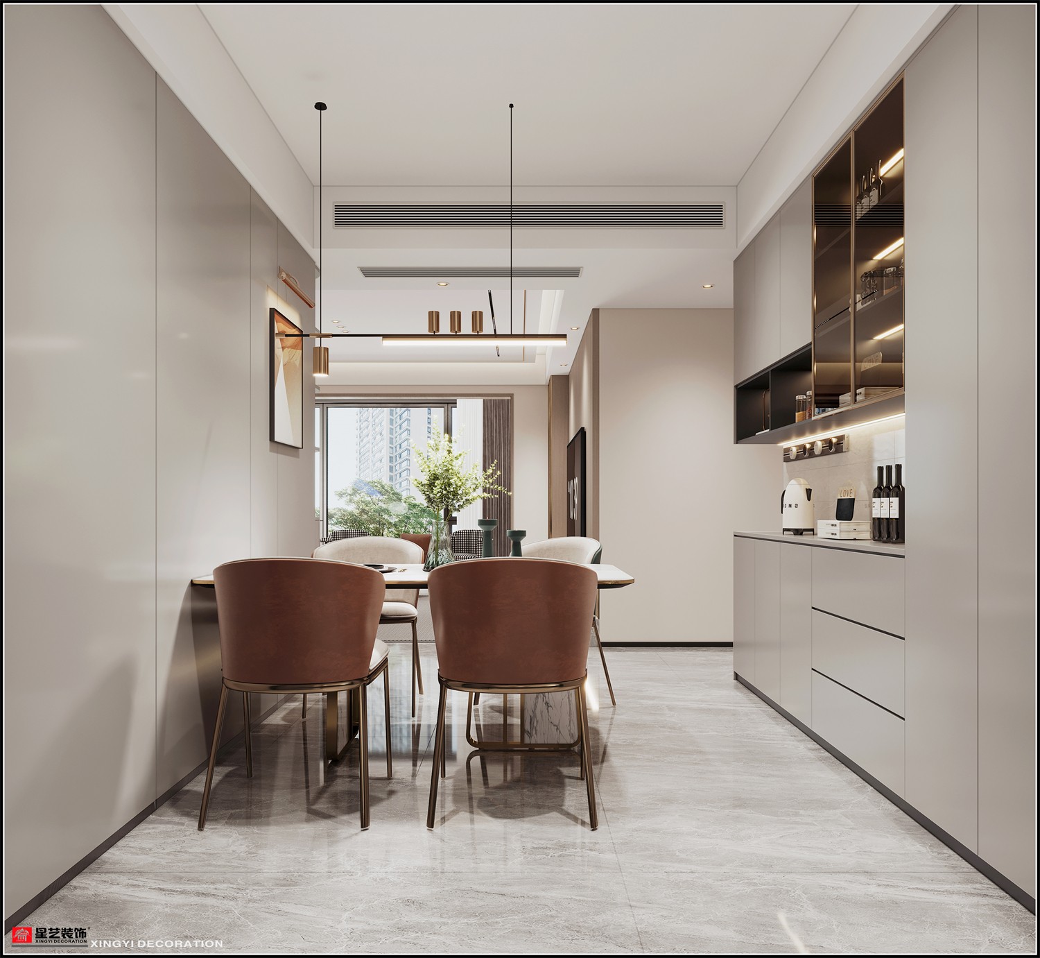 凱業(yè)花園135平現(xiàn)代風格餐廳裝修效果圖