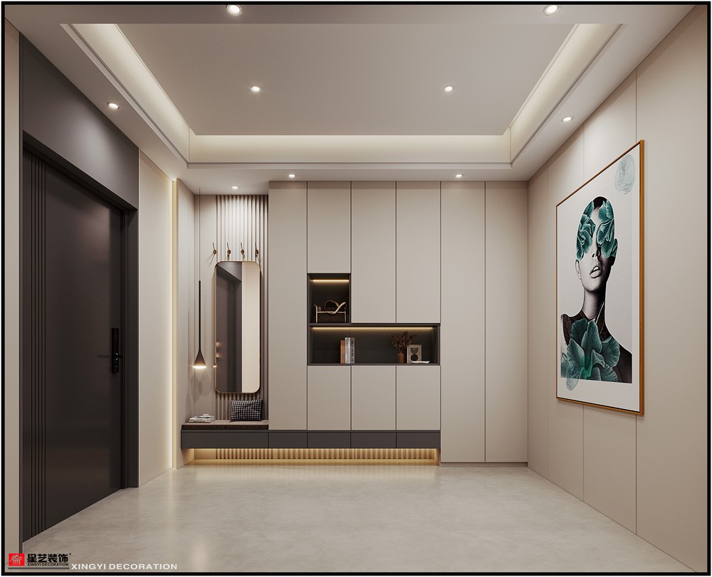 盛邦濱江府228平現(xiàn)代簡約玄關(guān)裝修效果圖