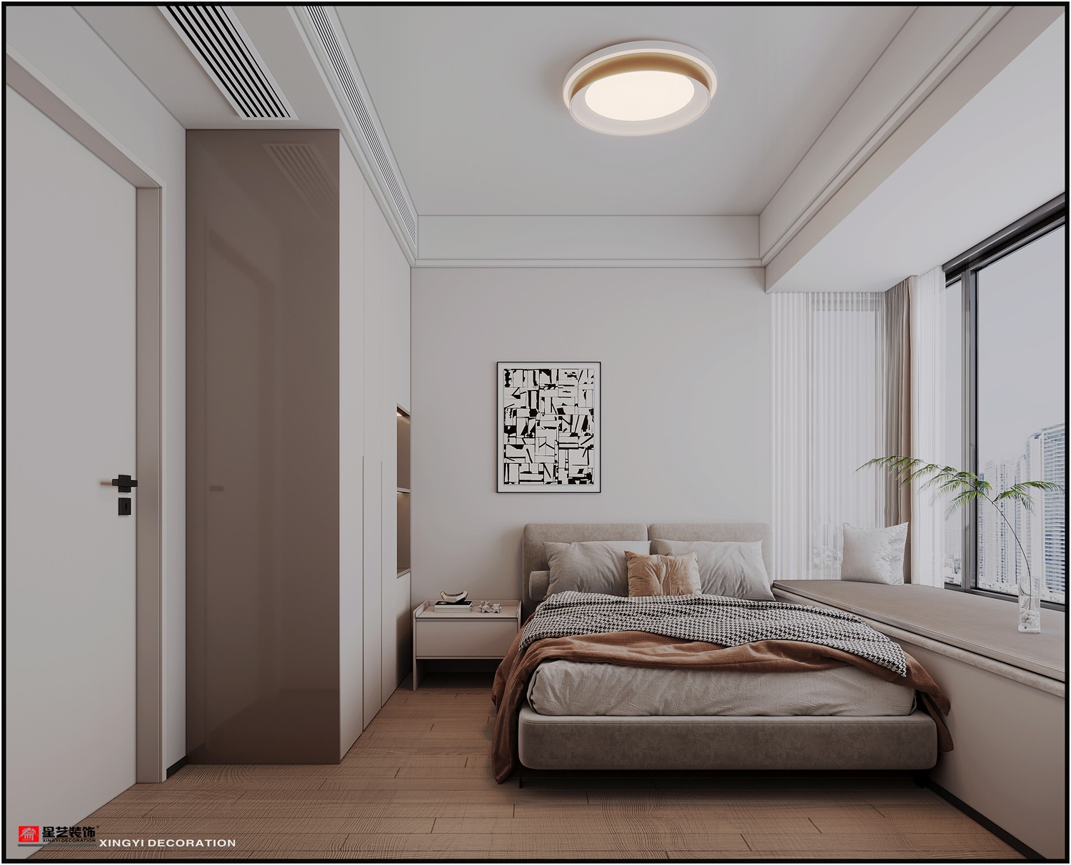 北大瓏庭125平現(xiàn)代簡(jiǎn)約臥室裝修效果圖