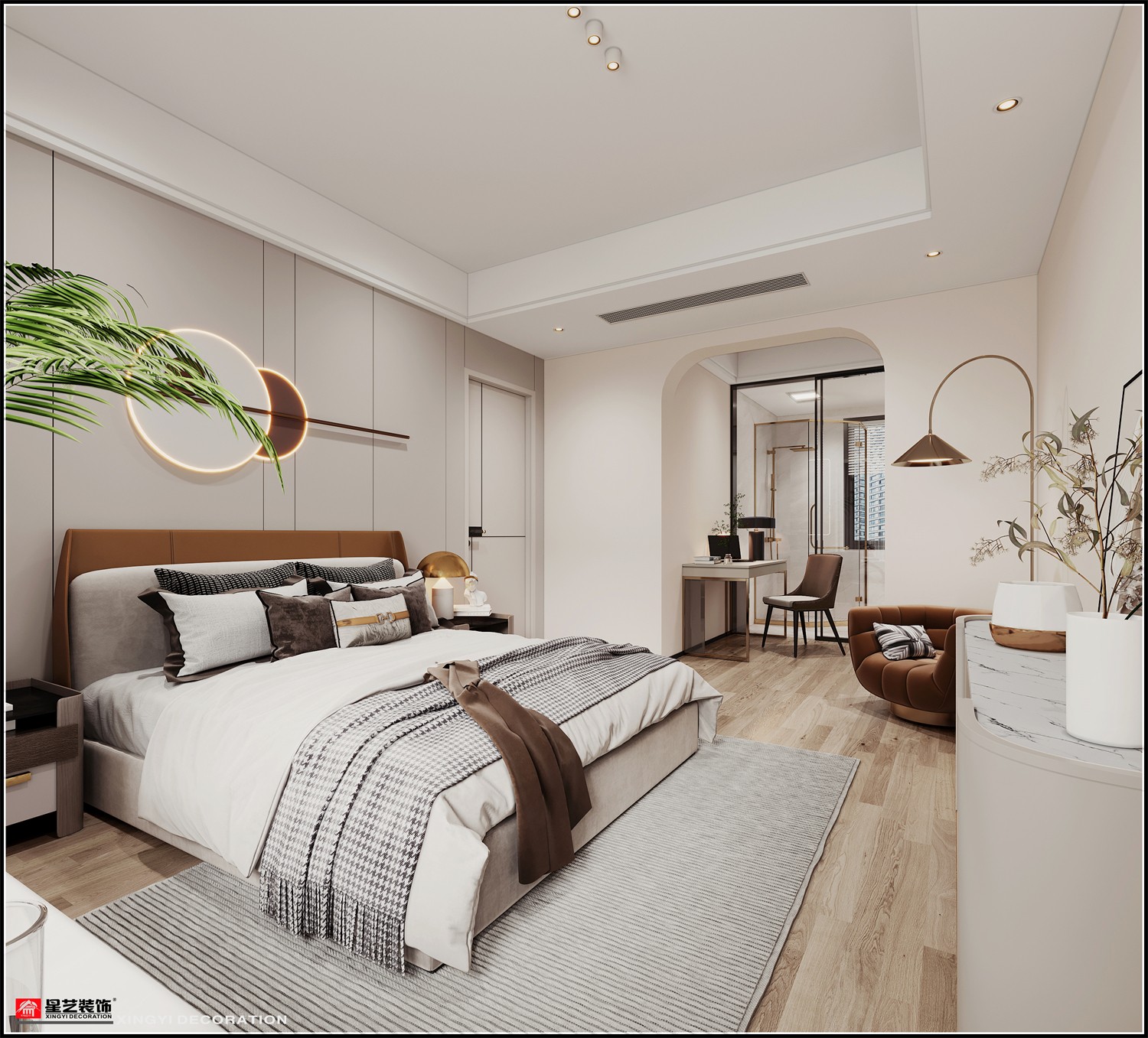 凱業(yè)花園135平現(xiàn)代風格臥室裝修效果圖