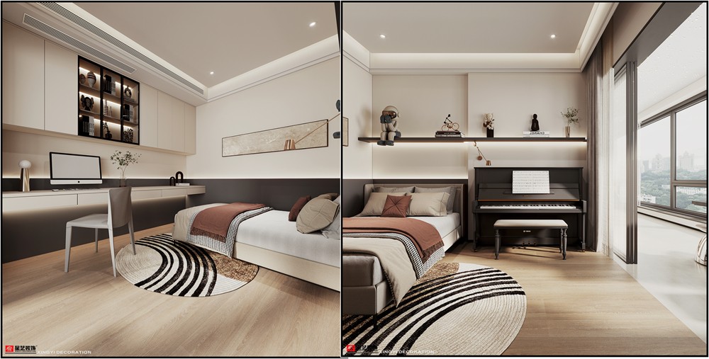 盛邦濱江府228平現(xiàn)代簡約鋼琴房裝修效果圖
