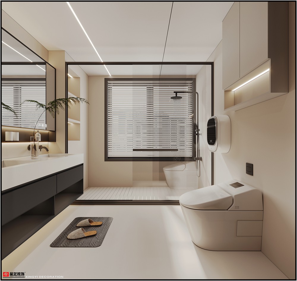 盛邦濱江府228平現(xiàn)代簡約衛(wèi)生間裝修效果圖