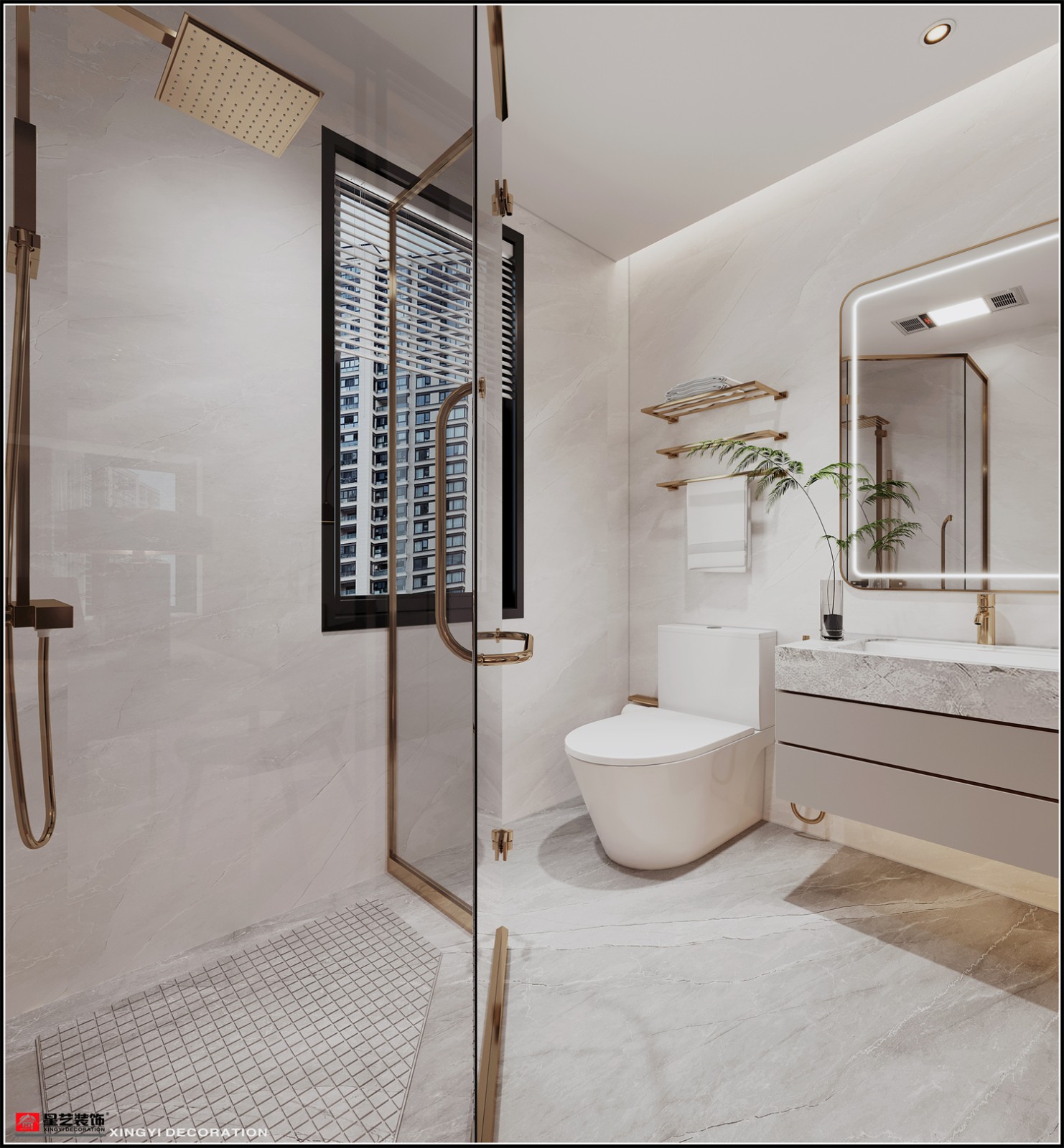 凱業(yè)花園135平現(xiàn)代風格衛(wèi)生間裝修效果圖