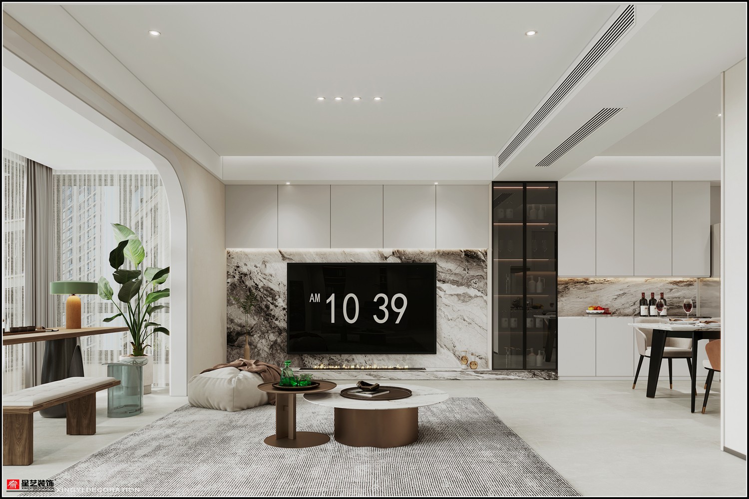 唐樾青山126平現(xiàn)代簡約客廳裝修效果圖