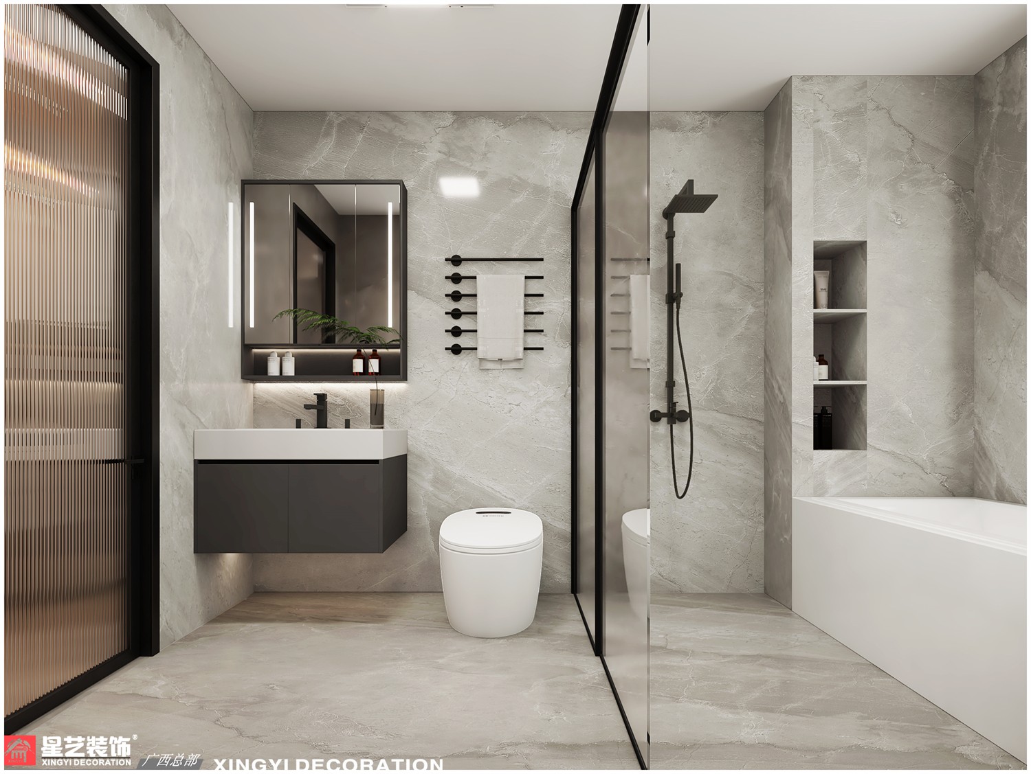 西園悅府140平現(xiàn)代簡約衛(wèi)生間裝修效果圖