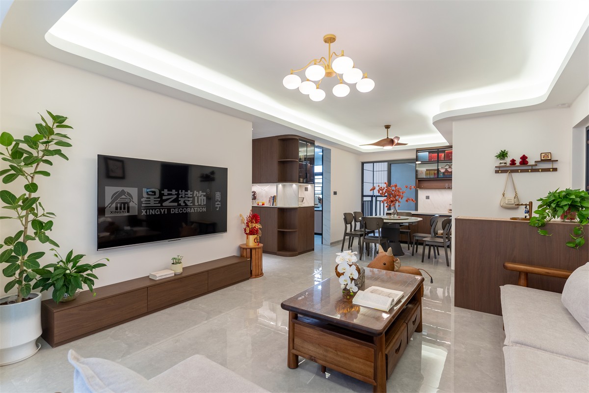 電力勘察院140平中古風客廳裝修完工實景