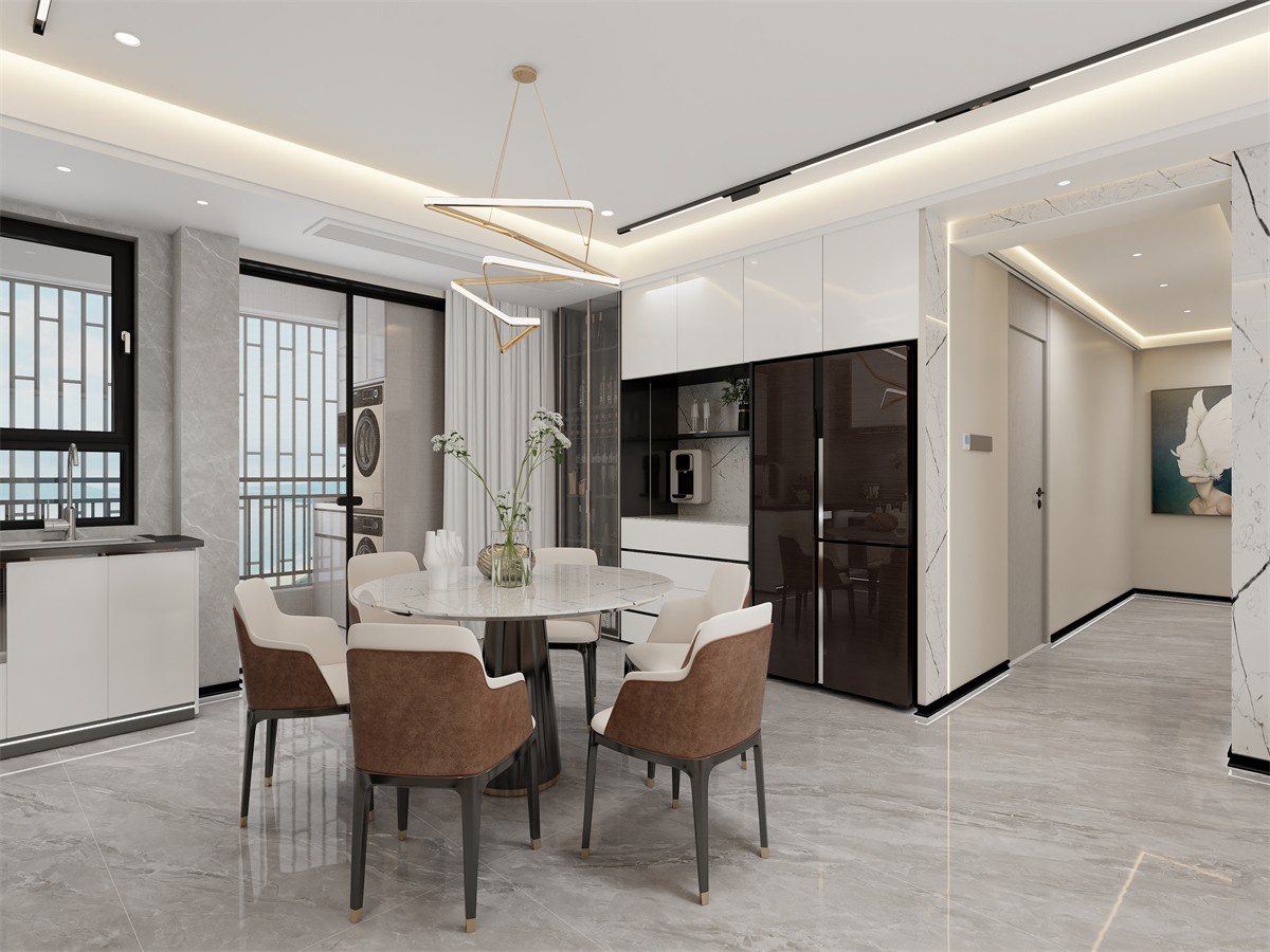 保利領(lǐng)秀前程140平現(xiàn)代簡約餐廳裝修效果圖