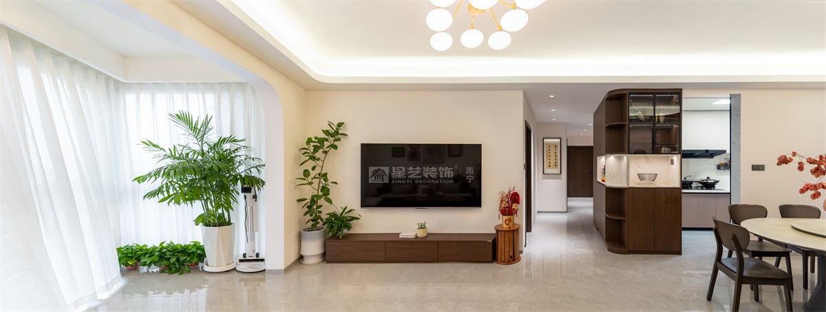 電力勘察院140平中古風客廳裝修完工實景