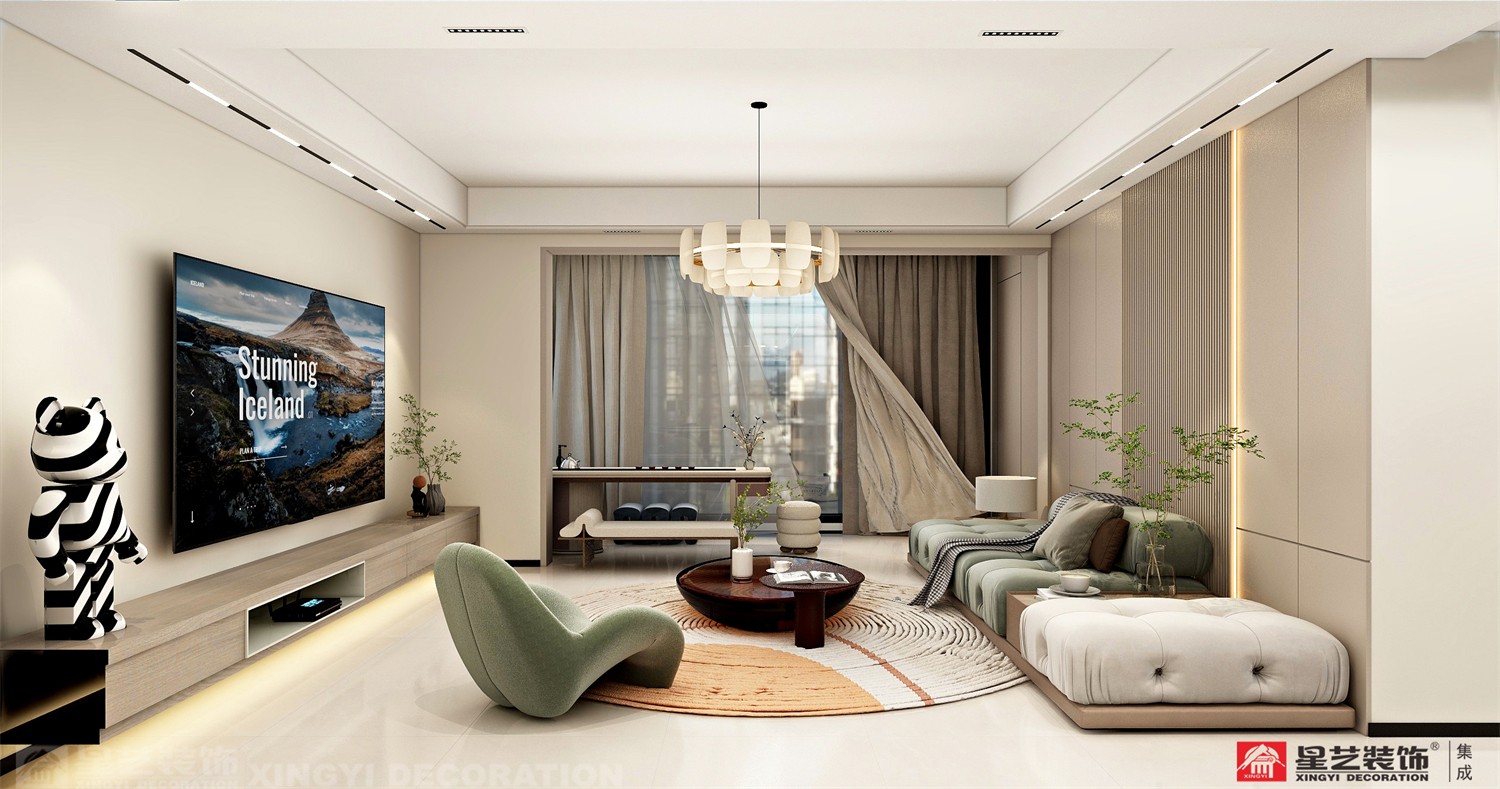 電網(wǎng)小區(qū)130平現(xiàn)代簡(jiǎn)約客廳裝修效果圖