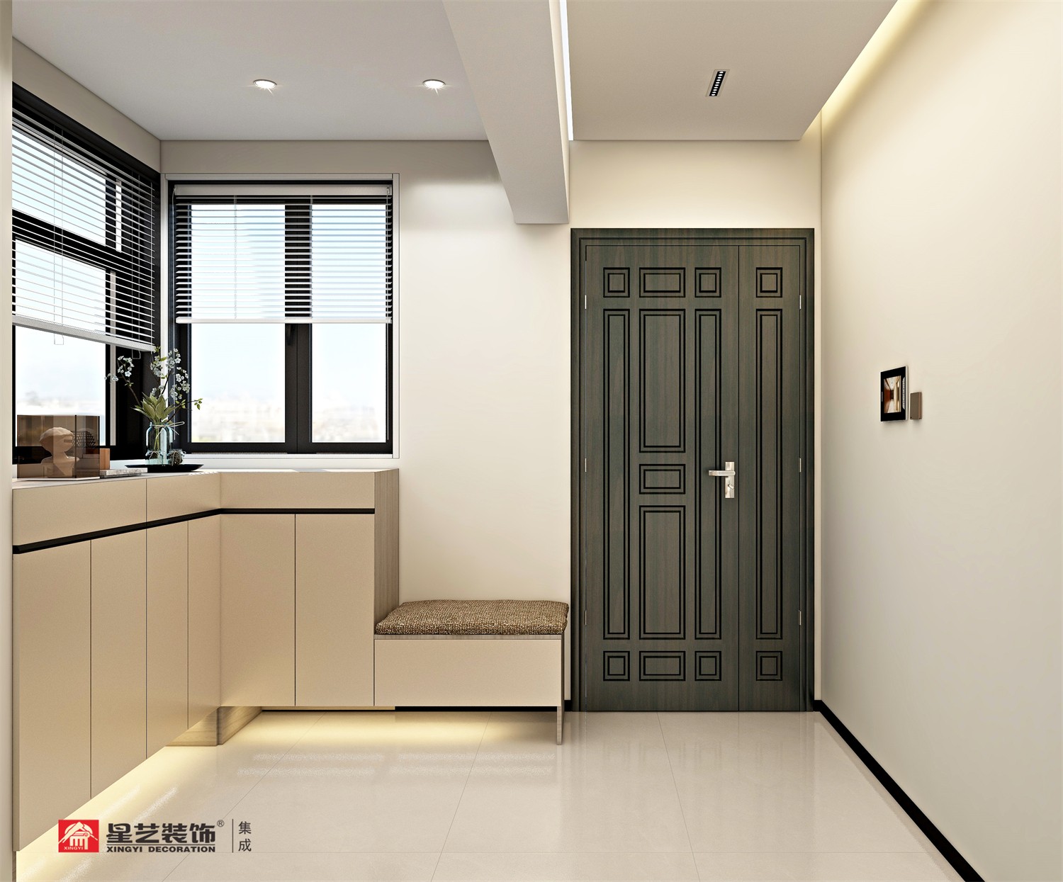 電網(wǎng)小區(qū)130平現(xiàn)代簡(jiǎn)約入戶 裝修效果圖