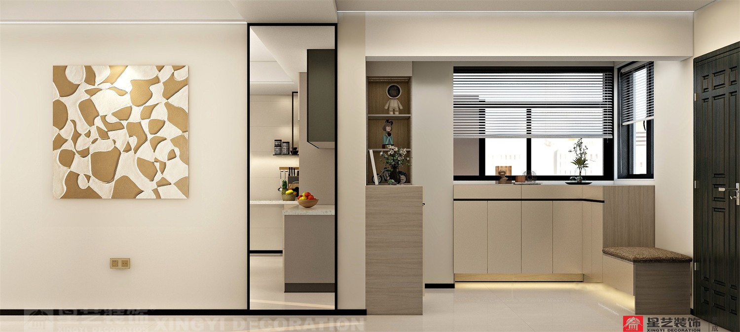 電網(wǎng)小區(qū)130平現(xiàn)代簡(jiǎn)約入戶 裝修效果圖