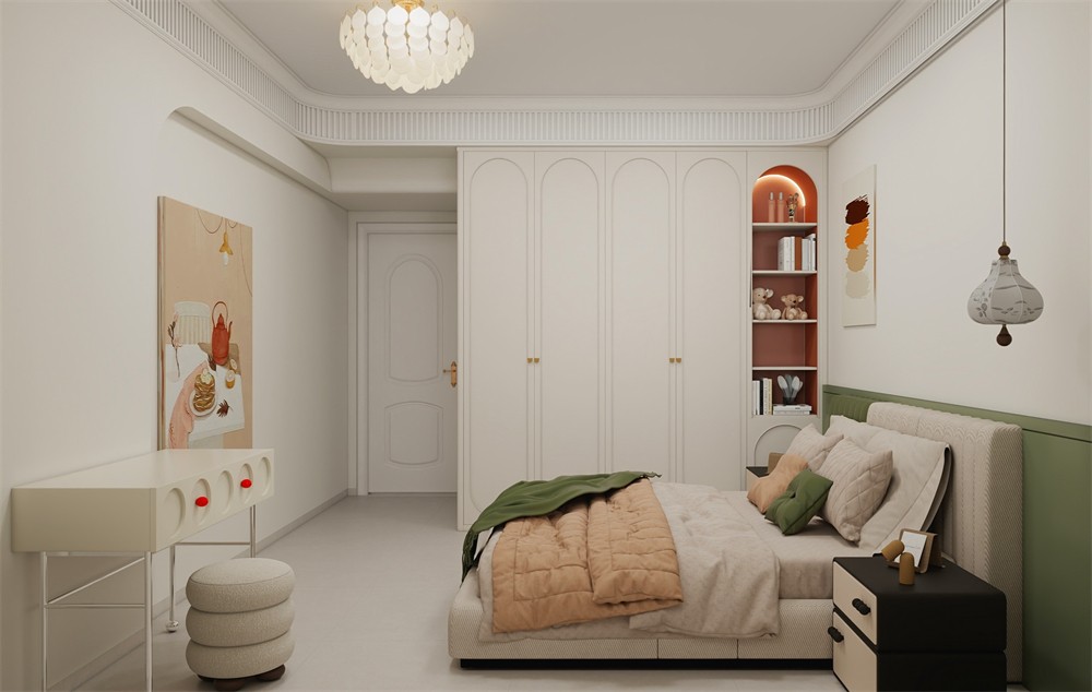 東盟世紀村80平輕式復古臥室裝修效果圖