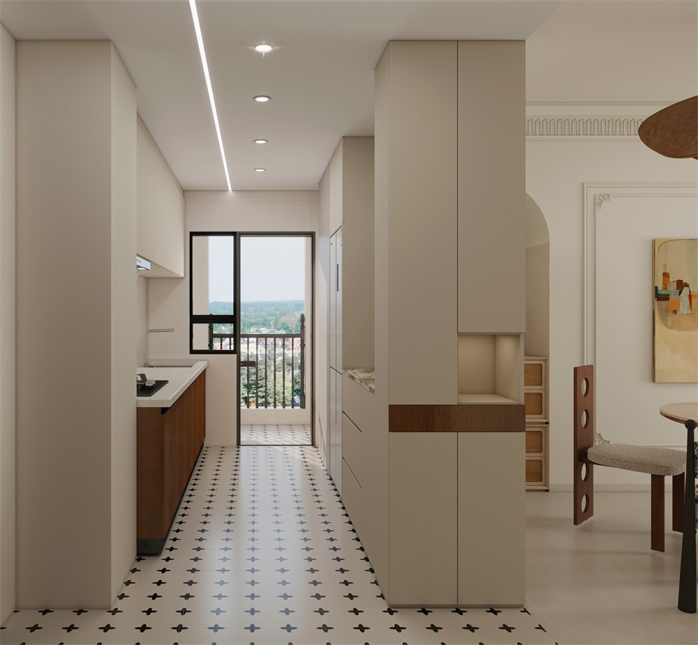 東盟世紀村80平輕式復古廚房裝修效果圖