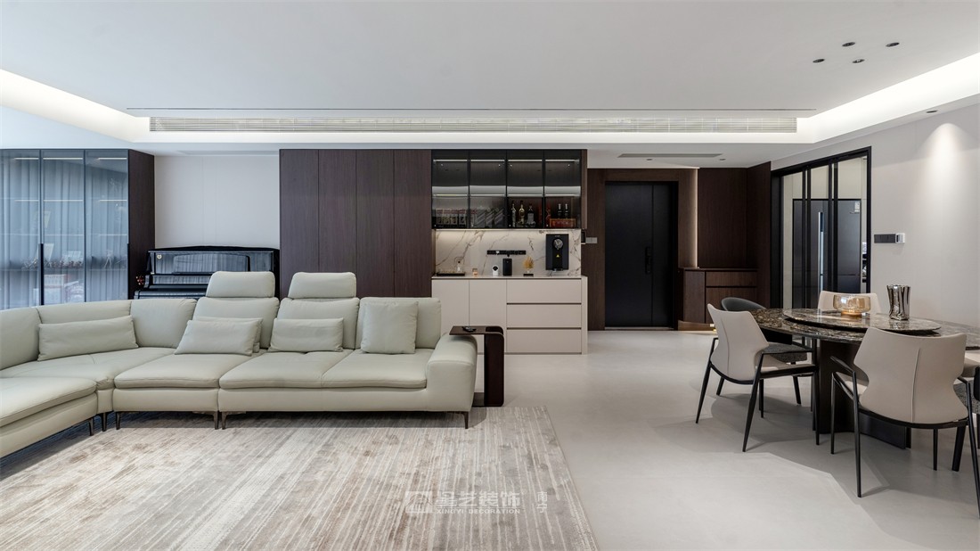 大唐臻觀196平現(xiàn)代簡約客餐廳裝修完工實景