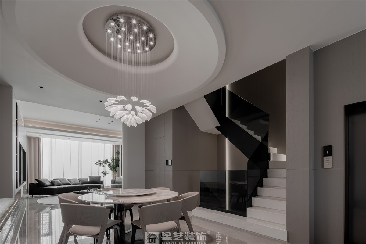 中海央墅500平現(xiàn)代極簡餐廳裝修完工實(shí)景圖