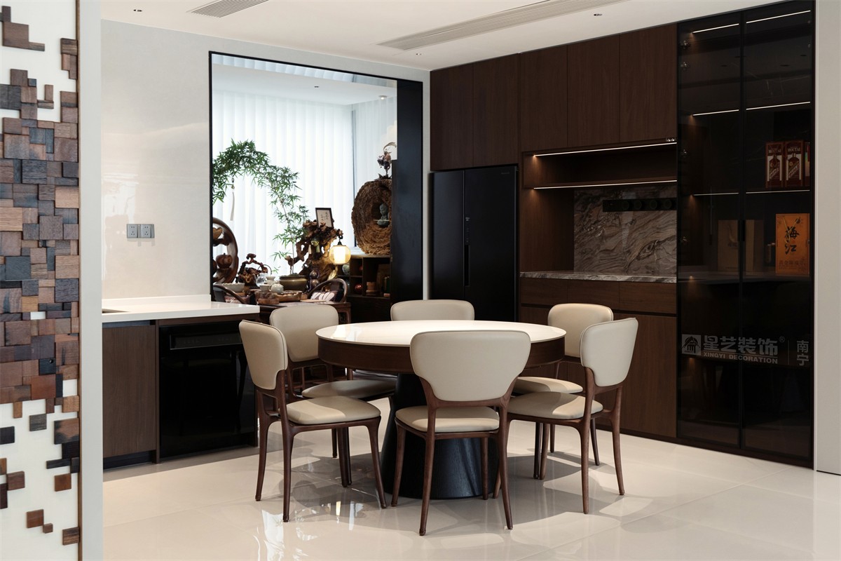 華潤西園潤府143平意式輕奢餐廳裝修完工實(shí)景圖