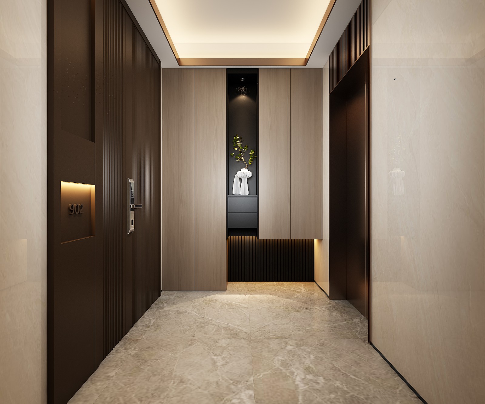 冠江墅143平意式輕奢入戶裝修效果圖