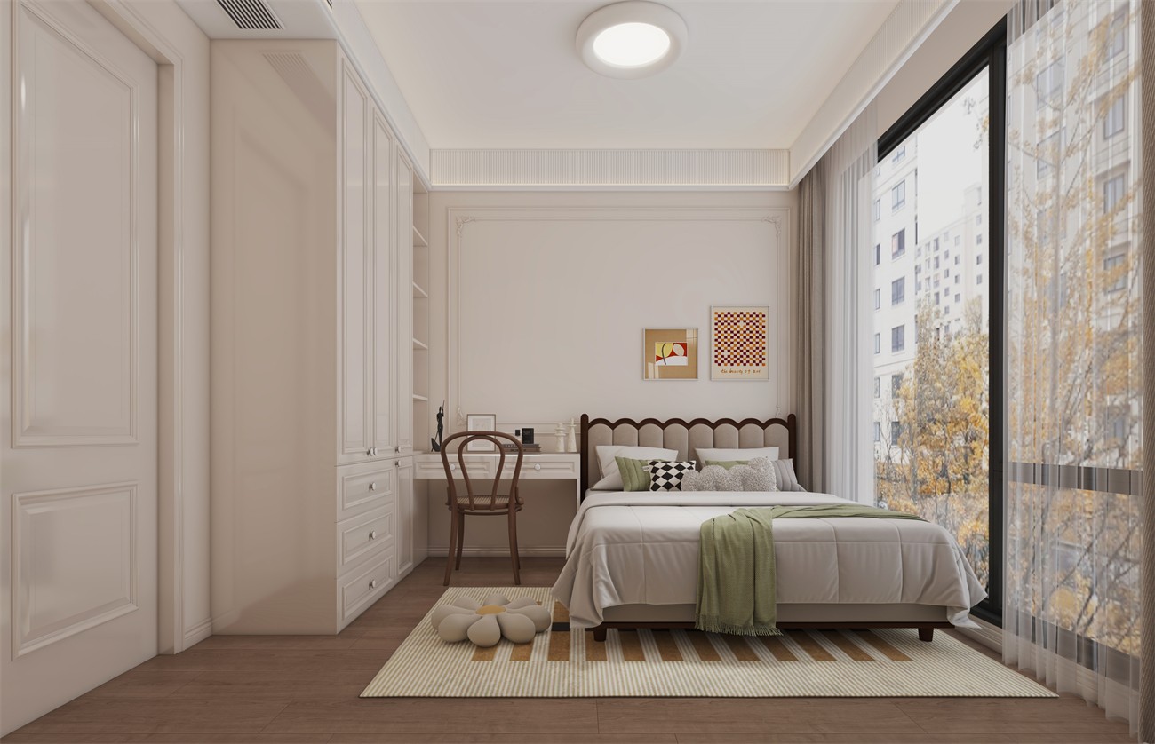 建發(fā)縵云147平法式風格臥室裝修效果圖